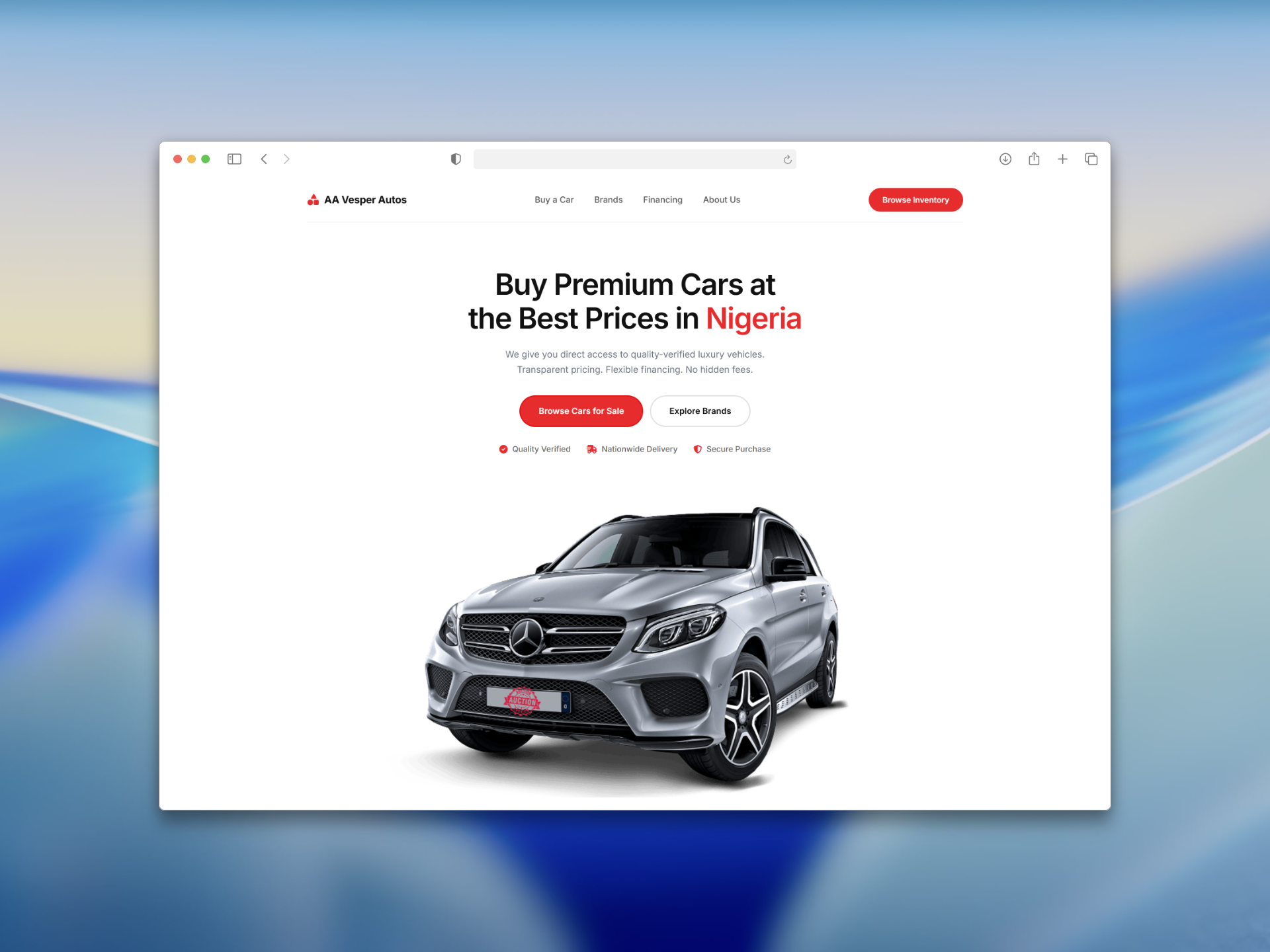 AA Vesper Autos — Auto Dealership Platform designed and built by Afeez Ademola Sule